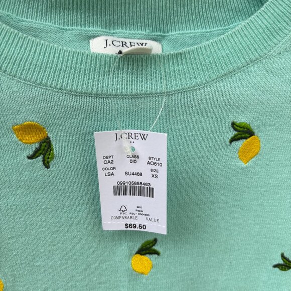 J.Crew Factory Lemon-embroidered sweater NWT, XS - Picture 2 of 2